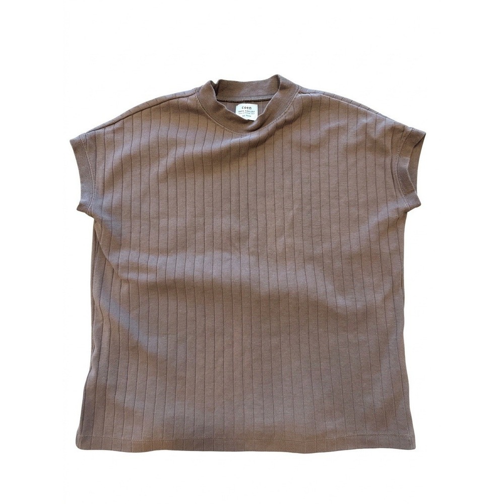 Coen Enjoy Easy Chic Shirt Women Brown Sz M Sleeveless Japan Heavy Cotton Design